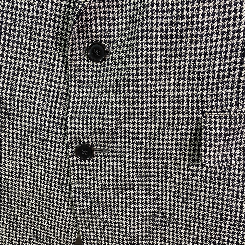 SOLD Vintage Christian Dior Houndstooth Black White Silk Blazer Jacket XL 48R - Picture 4 of 9